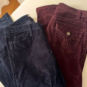 2 Pairs of Corderoy Jeans,  Maroon Calvin Klein and Navy Banana Republic.